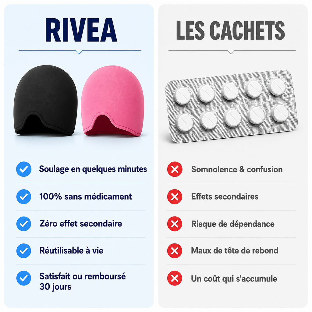 Bonnet Anti-Migraine Gel - Froid & Chaud, Masque Yeux 2-en-1