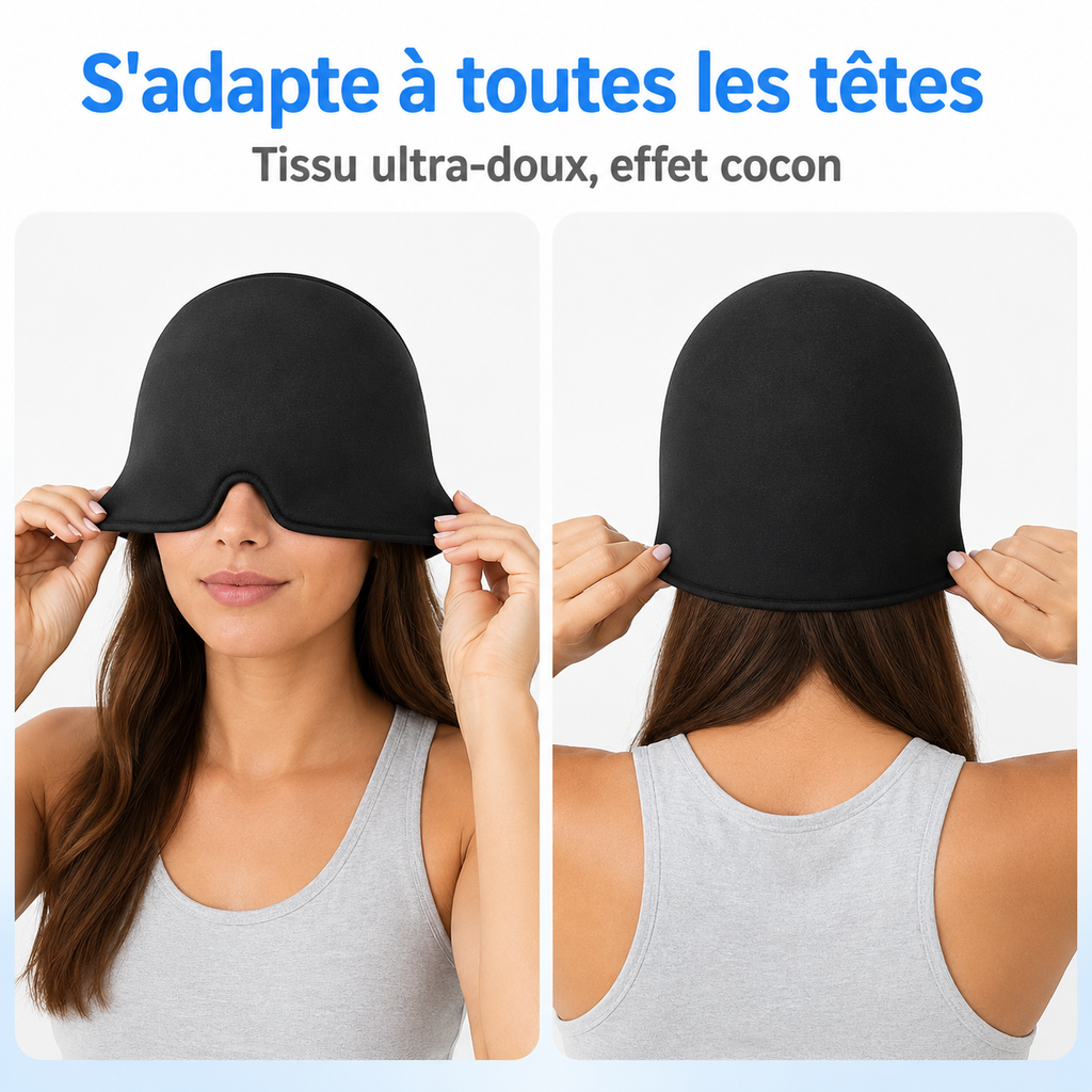 Bonnet Anti-Migraine Gel - Froid & Chaud, Masque Yeux 2-en-1